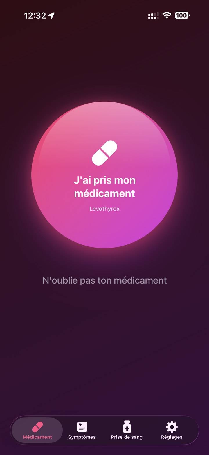 Rappel de prise de médicament dans ThyroGuard